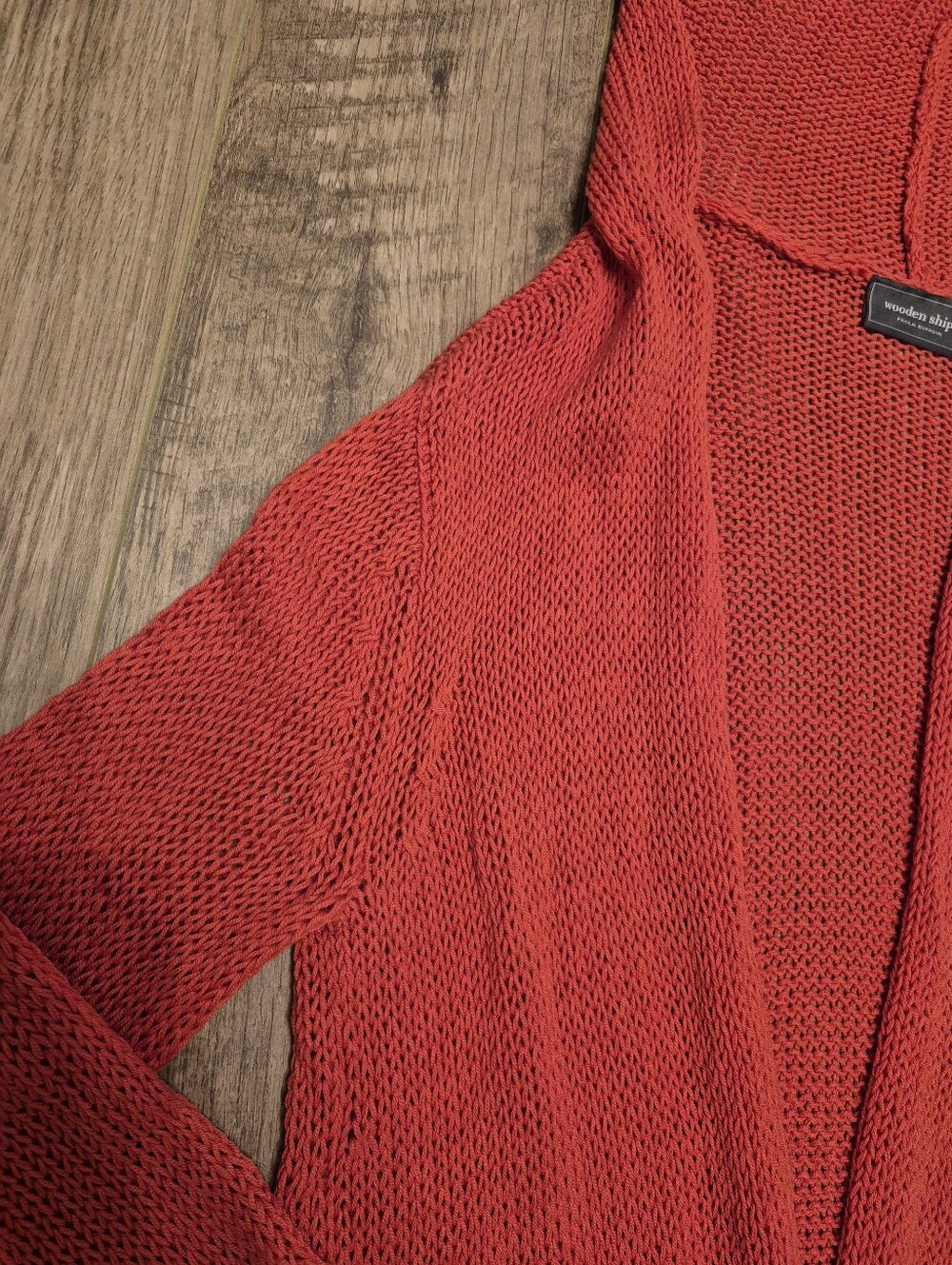 Wooden Ships Women's Nautical Boho Beach Coral Open-Front Knit Cardigan Size M/L - Picture 5 of 7